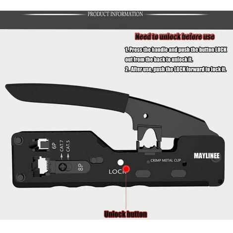 Strumento Di Rete RJ11 RJ45, Strumenti Di Riparazione Del Tester Per Cavi Tagliacavi, Crimpatrice Per Spine, Spelafili Cat5 Cat6 Cat6e (nero) 4 Strumento Di Rete RJ11 RJ45, Strumenti Di Riparazione Del Tester Per Cavi Tagliacavi, Crimpatrice Per Spine, Spelafili Cat5 Cat6 Cat6e (nero) - immagine 4