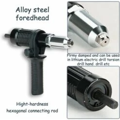 Adattatore Per Pistola Per Rivetti A Mano Professionale Per Trapano A Batteria, Kit Di Inserti Per Adattatore Per Pistola Per Rivetti Per Trapano A Mano, -Makitae Outlet 98131961 3