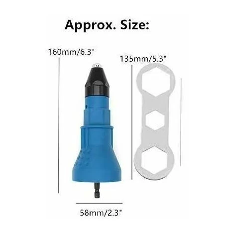 Pistola Per Rivetti A Batteria Kit Di Utensili Per Trapano Per Rivetti Elettrici Adattatore Per Rivettatrice Inserto Per Dado Accessori Per Elettroutensili A Mano (Blu), 3 Pistola Per Rivetti A Batteria Kit Di Utensili Per Trapano Per Rivetti Elettrici Adattatore Per Rivettatrice Inserto Per Dado Accessori Per Elettroutensili A Mano (Blu), - immagine 3