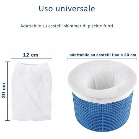 Calza Filtrante Per Cestello Skimmer Piscina Fino A 20 Cm - 5 Pezzi 2 Calza Filtrante Per Cestello Skimmer Piscina Fino A 20 Cm - 5 Pezzi - immagine 2
