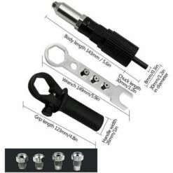 Adattatore Per Pistola Rivettatrice Elettrica Con Alloggiamento In Alluminio Pressofuso E Impugnatura Antiscivolo Per Strumento Di Inserimento Rivettatrice Elettrica Per Trapano A Batteria -Makitae Outlet 98703173 5