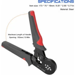 HSC8 6-4 0.25-10m㎡ AWG23-7 Pinza A Crimpare Per Cavo Di Alimentazione Portatile E Taglierina Kit Di Strumenti Per Crimpare Ghiera Pinza A Crimpare Ad Alta Durezza Con 1200 Pezzi Punte A Crimpare Per G -Makitae Outlet 98707784 3