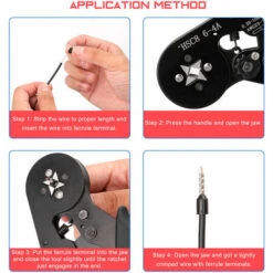 HSC8 6-4 0.25-10m㎡ AWG23-7 Pinza A Crimpare Per Cavo Di Alimentazione Portatile E Taglierina Kit Di Strumenti Per Crimpare Ghiera Pinza A Crimpare Ad Alta Durezza Con 1200 Pezzi Punte A Crimpare Per G -Makitae Outlet 98707784 5