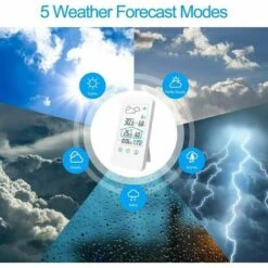 Stazione Meteorologica Wireless, Termometro Digitale Wireless Per Interni, Barometro Dell'umidità, Orologio Della Stazione Meteorologica Con Sensore Esterno (bianco) -Makitae Outlet 99547652 4