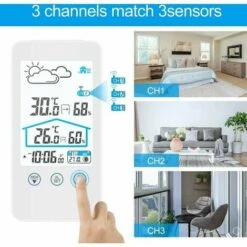 Stazione Meteorologica Wireless, Termometro Digitale Wireless Per Interni, Barometro Dell'umidità, Orologio Della Stazione Meteorologica Con Sensore Esterno (bianco) -Makitae Outlet 99547652 5